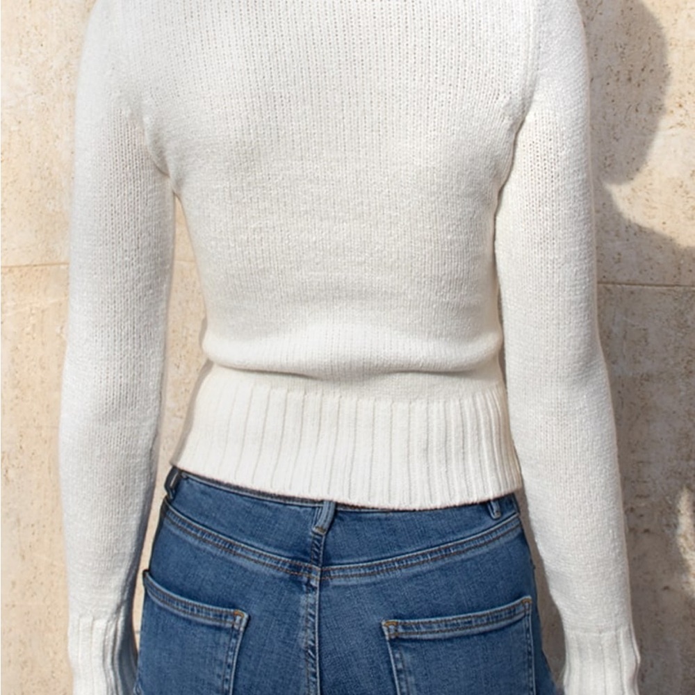 Subdued White Zip-Up ‘After Forever’ Cardigan with Red Embroidery - Picture 2 of 5